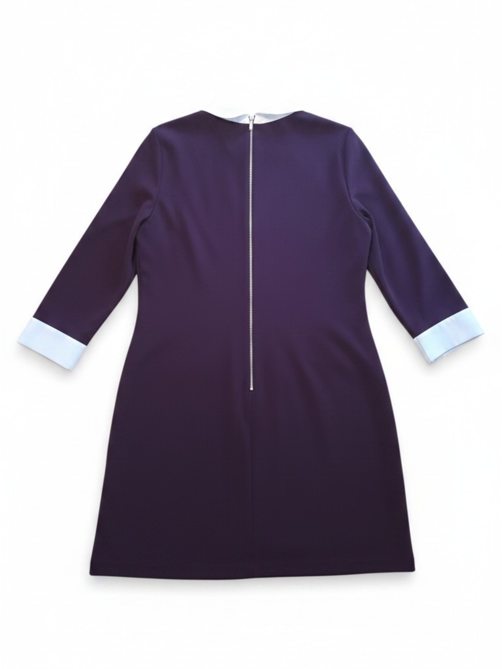 Tommy Hilfiger Purple A-Line White Collar And Trim Contrast Shift Dress Size 12 - Picture 4 of 6